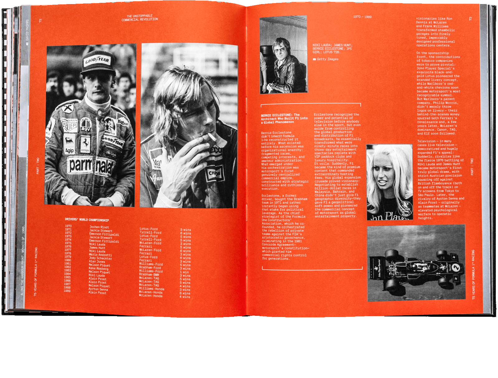 F1: 75 Years of Racing, open to a spread