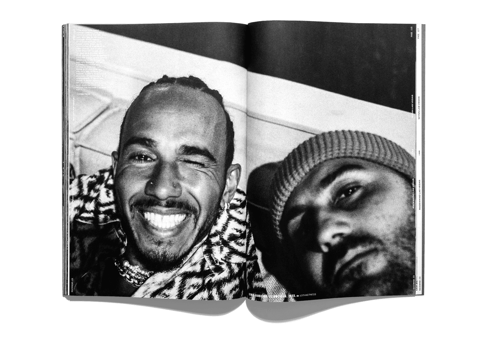 RACEWKND spread — portrait pair, black and white
