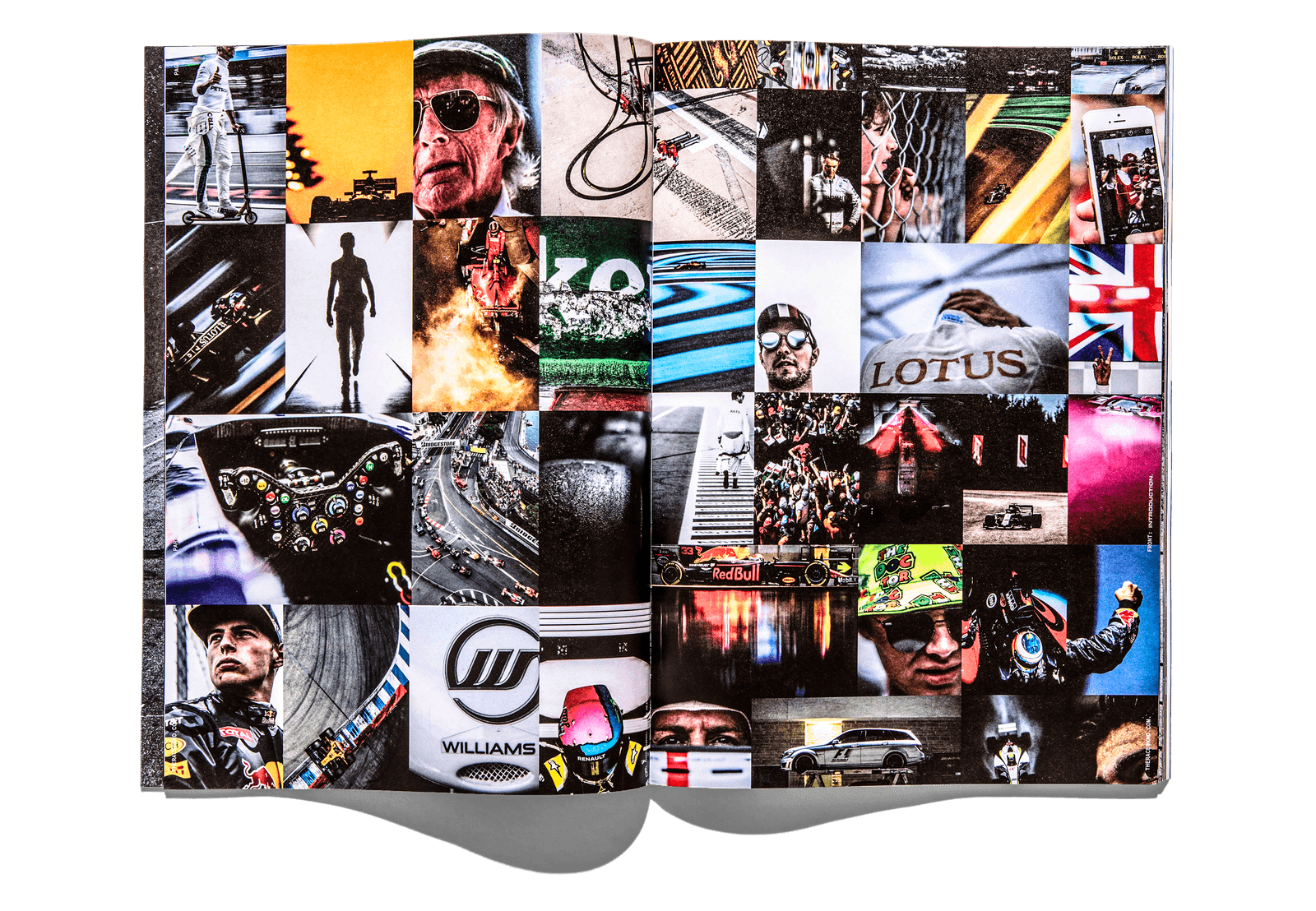 RACEWKND spread — photo mosaic